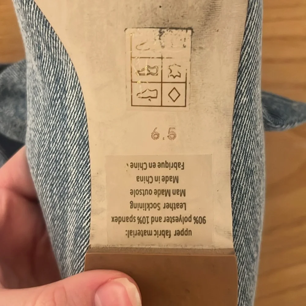 {Jeffrey Campbell by Anthropologie} Denim Square Toe Bow Flats - Picture 8 of 9